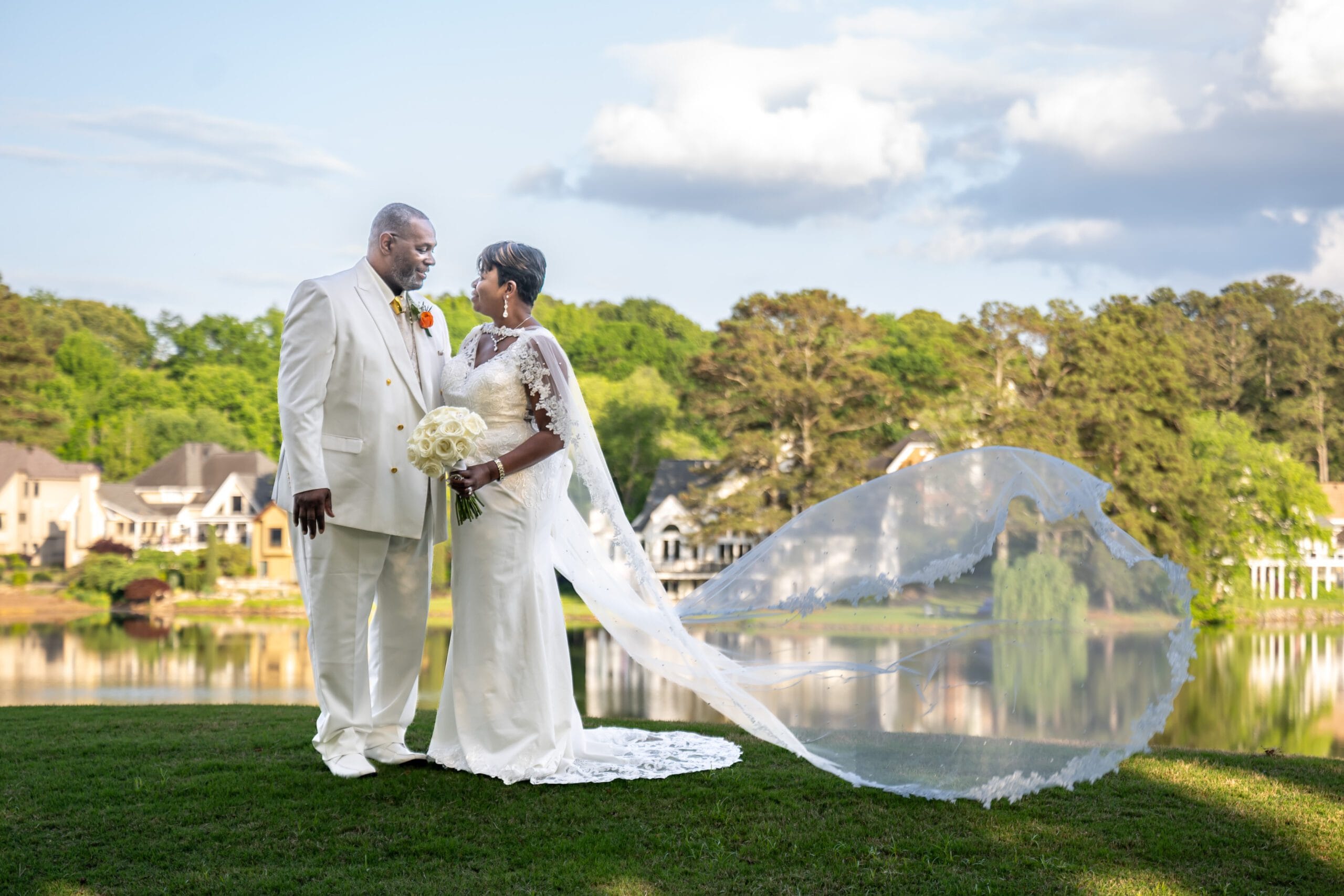 Couple getting ,married at Roswell Country Club venue